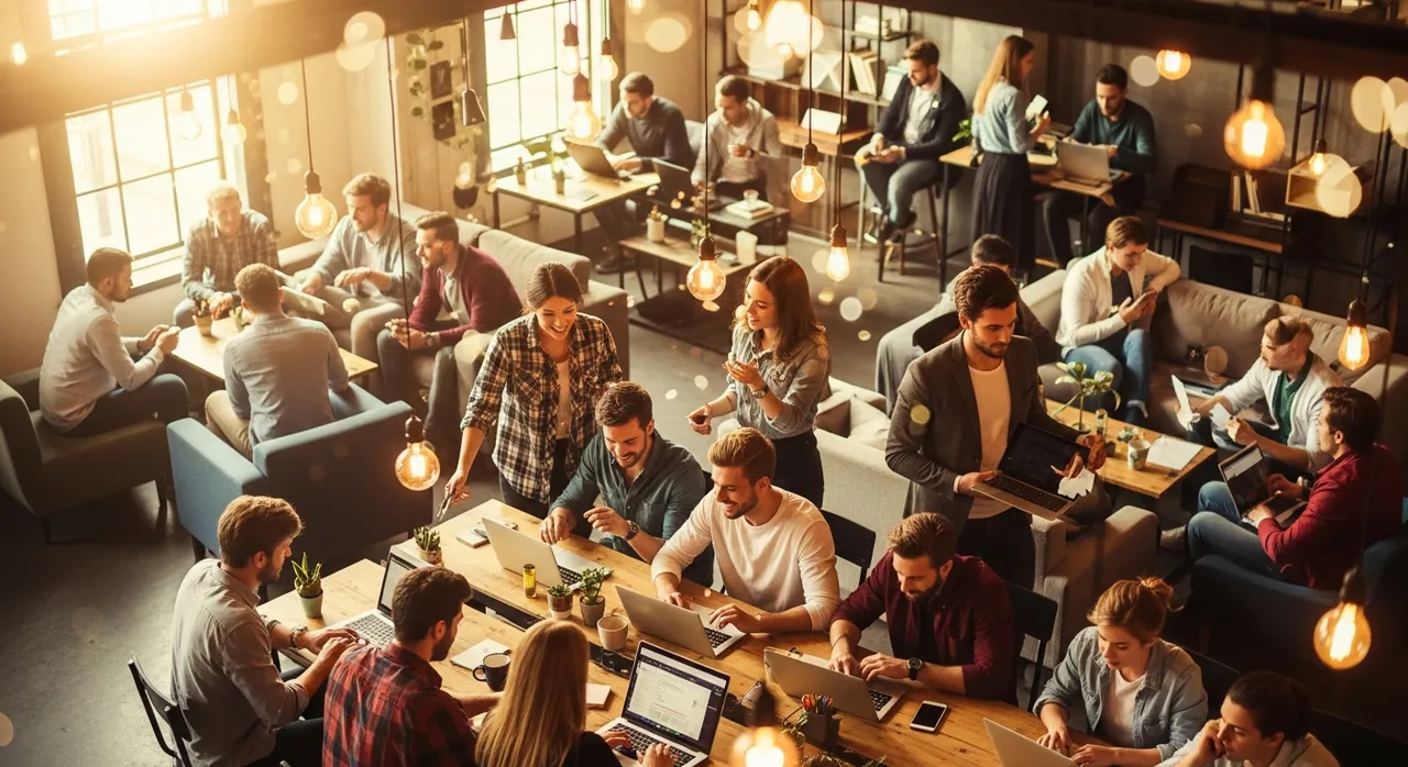 Entrepreneurs learning and collaborating together